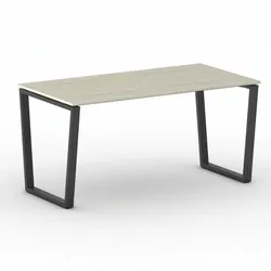 Konferenztisch PRIMO IMPRESS 160x80 cm, schwarzes Metallgestell, Eiche natur