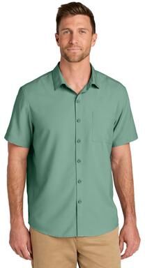 Port Authority W963 Short Sleeve UV Dockside Shirt in Sage size XS   Polyester