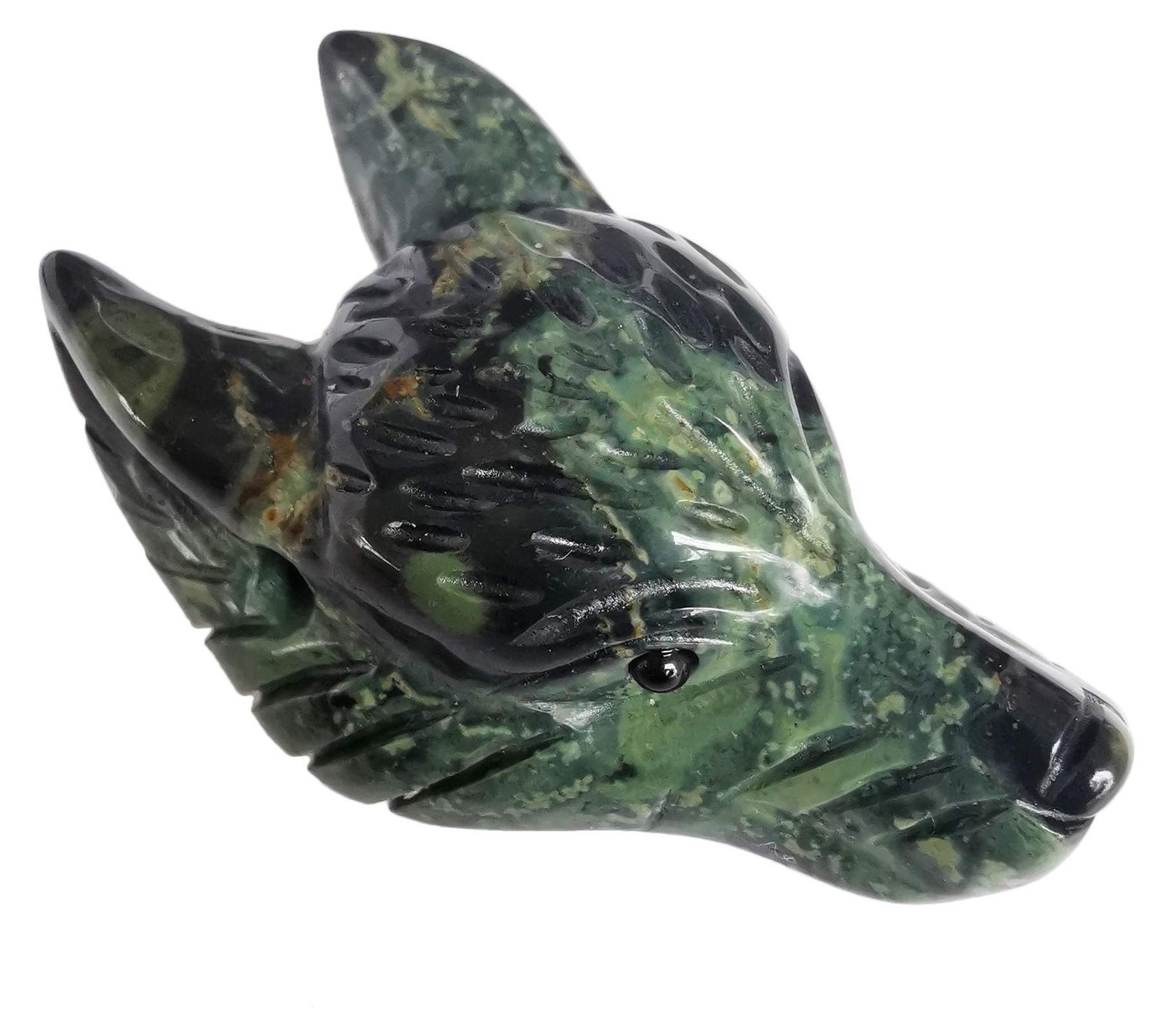 Kambaba Jasper Wolf Hoofd Beeldje 40mm