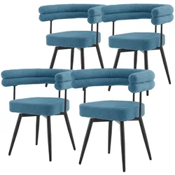 ESSZIMMERSTÜHLE drehbar 4er Set Blau Teddy-Stoff