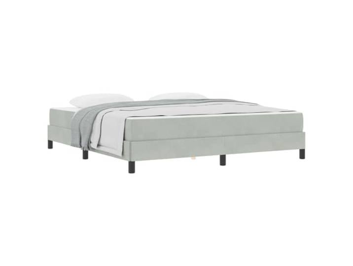 PUGYNBK Boxspringbett mit Matratze, Hellgrau, 180 x 200 cm Lattenrost aus Holz, Taschenfederkernmatratze, mittlere Festigkeit, Stoffbezug