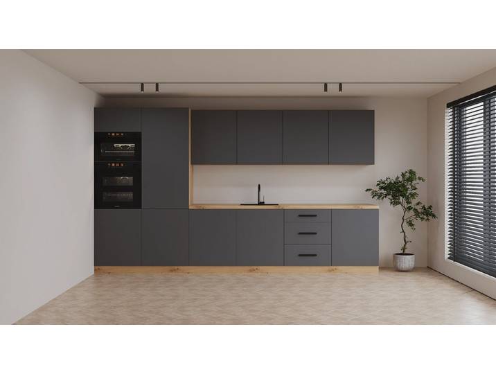 ROYAL24_MARKT Küchenzeile K109-G360 - Nexa - Alles Wichtige auf einen Blick, (Komplett Set), Top Stoffe - Exklusiv - Hochwertig.