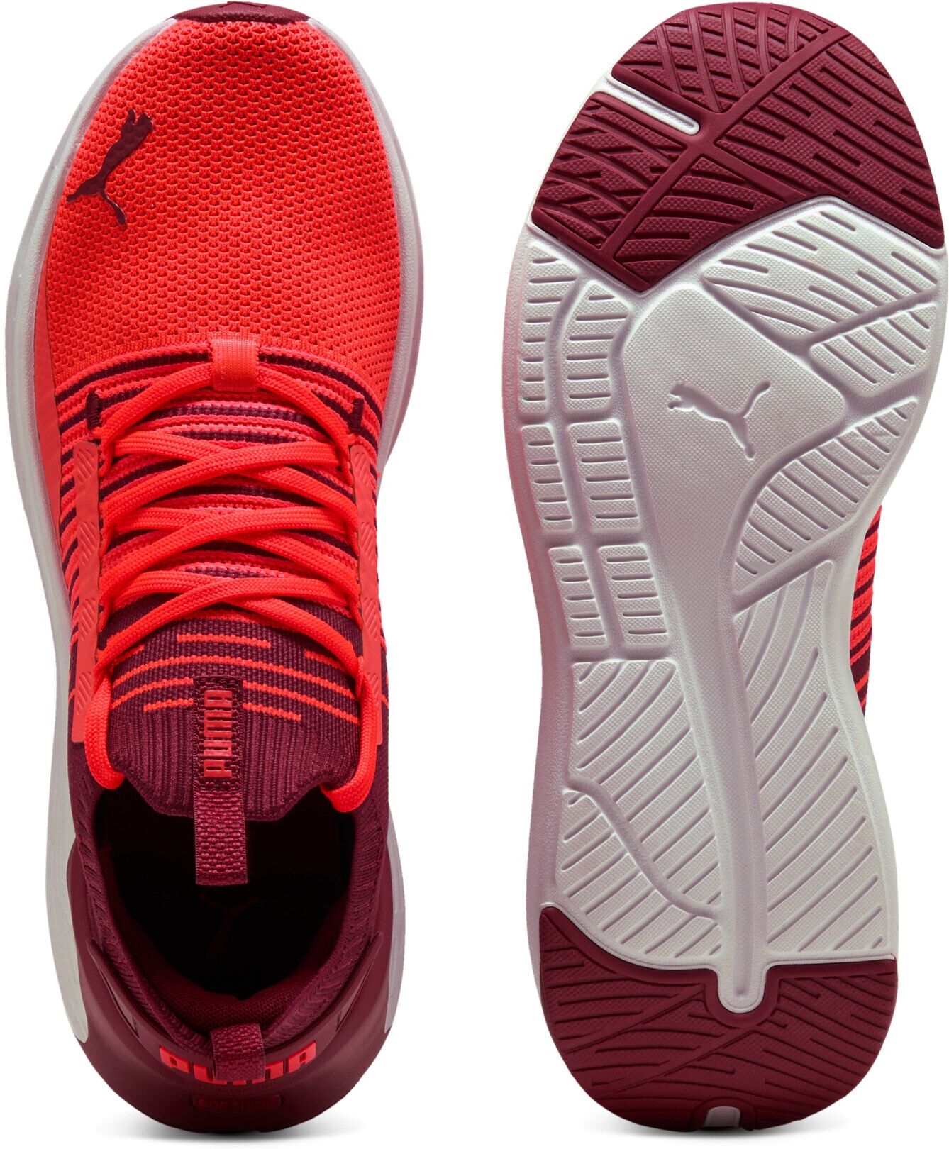 Laufschuh PUMA "SOFTRIDE SYMMETRY FUZION LS", Gr. 45, Textil, rot (ultra rot, garnet glow, glacial gray), Schuhe Laufschuh, für sportliche Aktivitäten und Lauftraining, mit SOFTFOAM+ Innensohle ultra rot, garnet glow, glacial gray 45, Textil