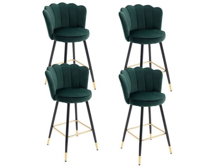 Wahson Tabouret Lot de 4 Tabouret de Bar en Velours Chaise de Bar avec Pieds en métal Tabouret Haut pour îlot de Cuisine Vert