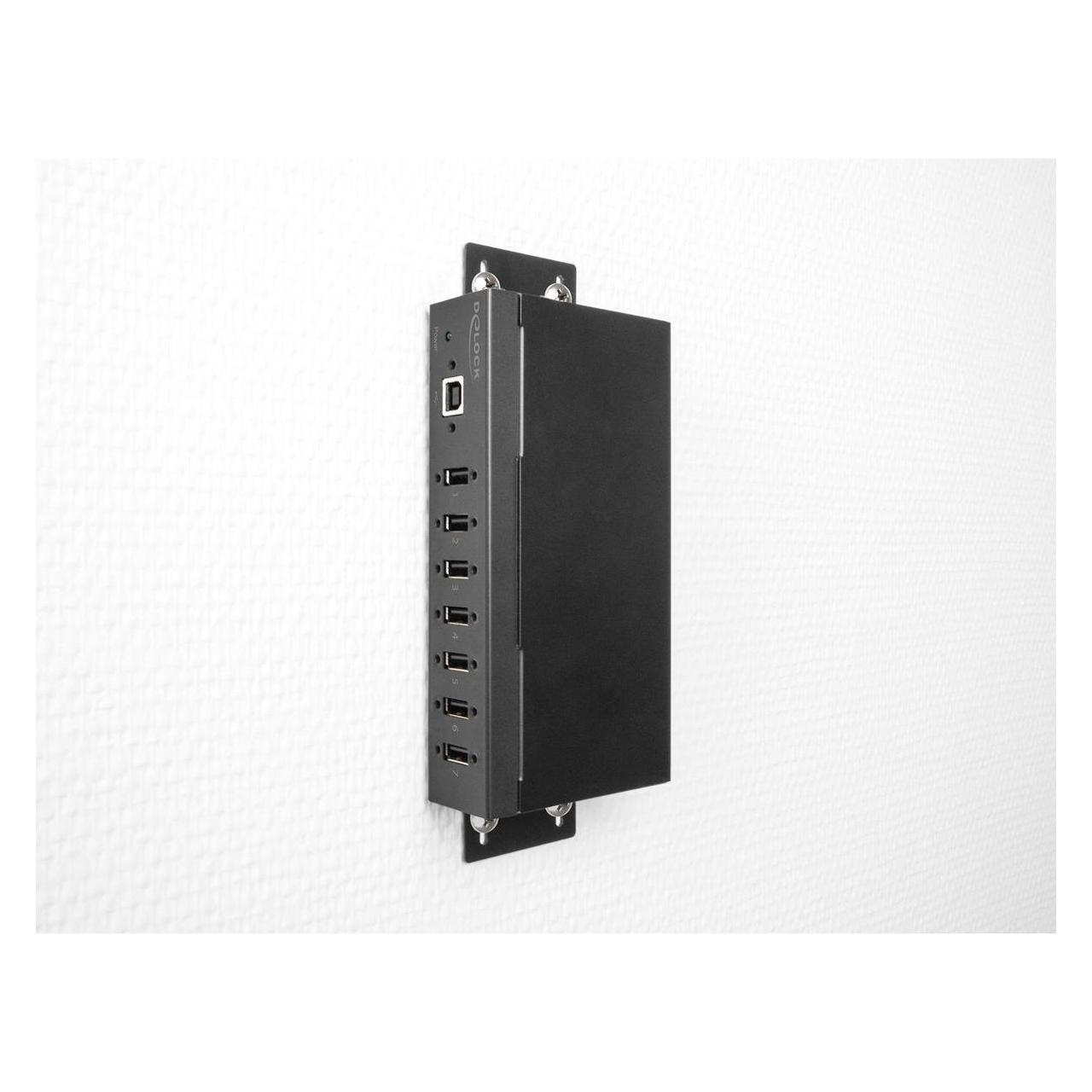 Delock Industrie Hub 7 x USB 2.0 Typ-A mit 15 kV ESD Schutz und Hutschienenbefestigung (USB-B, 8 Ports) (60687)