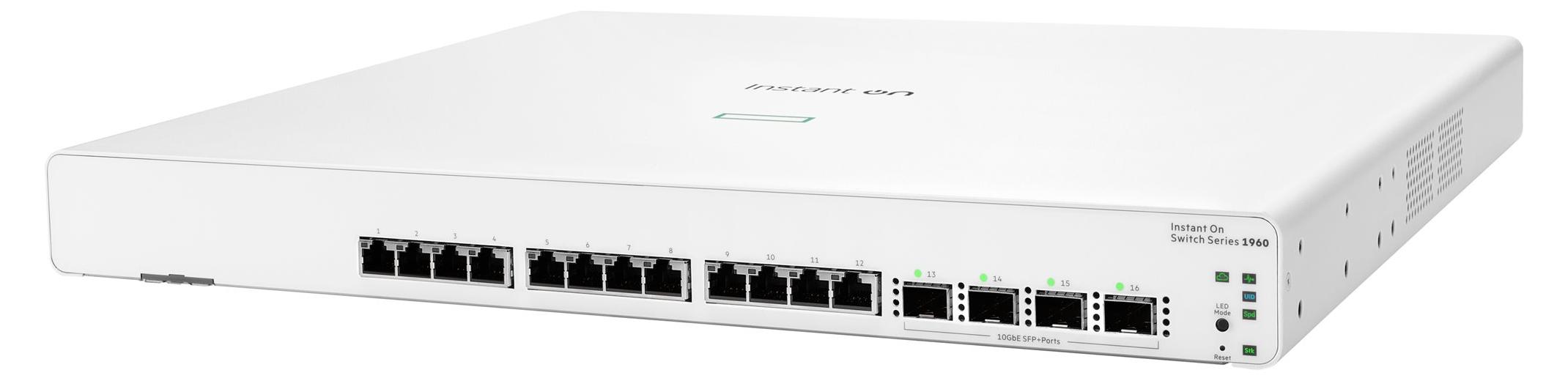 HPE Aruba Networking Networking Instant On Switch 12p 10GBT 4p SFP+ 1960, Managed, L2+, 10G Ethernet (100/1000/10000), Vollduplex, Rack-Einbau, 1U