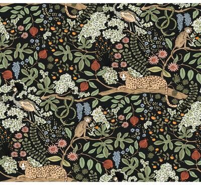 Rifle Paper Co. Safari Black Jungle Toile Premium Peel + Stick Wallpaper