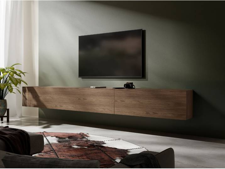 Meuble tv-hifi KINGSTON 2 portes battantes 245 cm noyer
