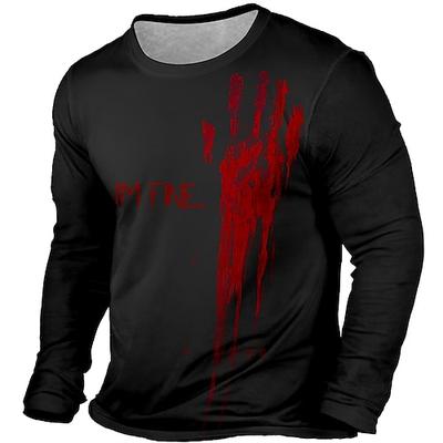 Männer Blutflecken Crew Neck Kleidung Apparels 3D Druck Party Street Langarm Grafik Casual