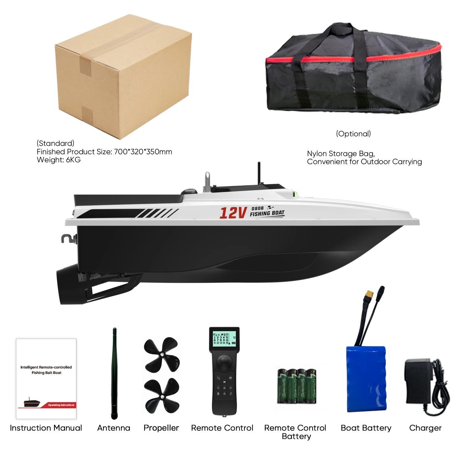 Futterboot - D80B GPS Köderboot - 3 kg Traglast - 65 cm Länge - 3,6 m/s Geschwindigkeit - Rig-Auslegung - Weiß