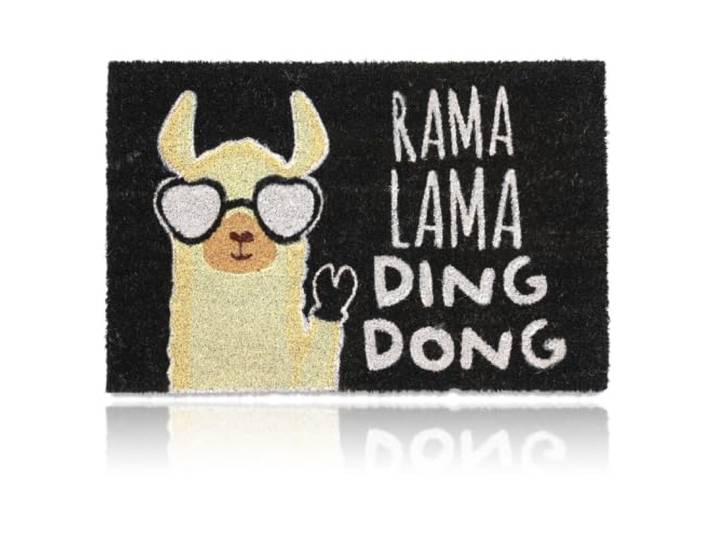 Relaxdays Paillasson Lama\, Fibres de Coco\, Tapis à écritures\, 60x40cm\, antidérapant\, intérieur & extérieur\, Multicolore