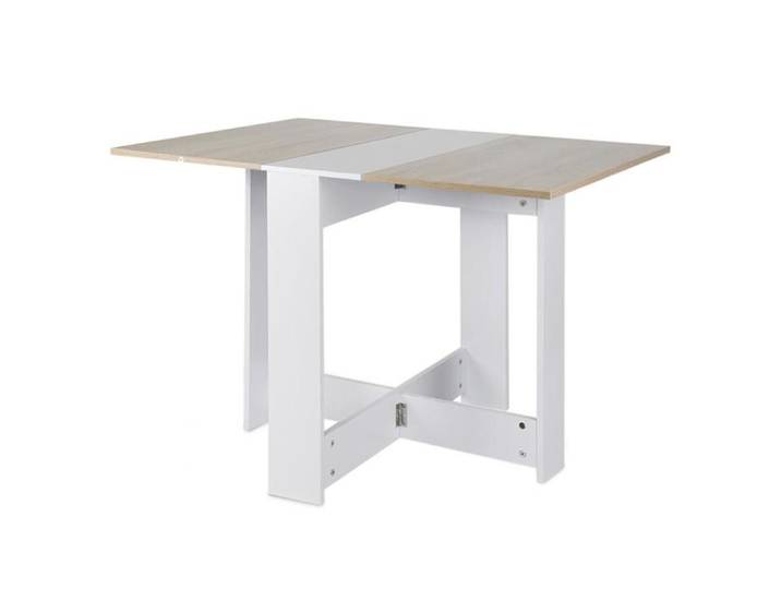 Table à Manger pliante - JEOBEST - Blanc et Bois - 103*76*73.4 cm