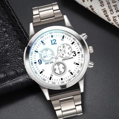 Uplift Treasures Mens Quartz Steel Band Business Watch white Only Watch