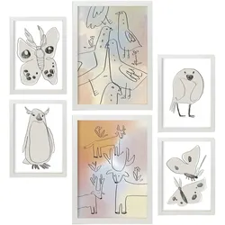 POSTER Set Mit 6 Flügel Der Liebe 2 In Tiere Zusammenfassungen A3 & A4 Weißer Rahmen