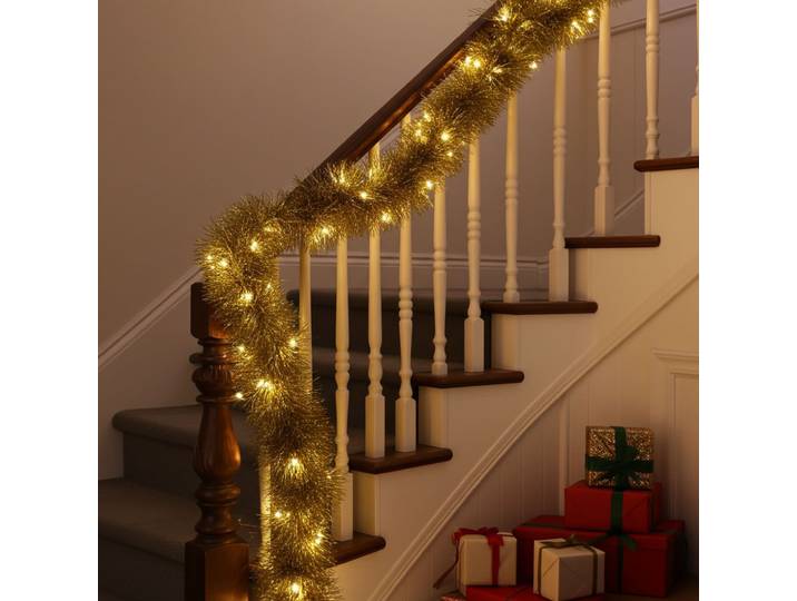 LED-Lametta Girlande, gold, 2,7 m