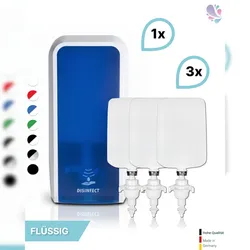 Blanc HYGIENIC SET: Desinfektionsspender SENSOR, berührungslos Blanc Cosmos + 3x 1-L Haut- und Händedesinfektion - PRODUKTSET : Farbe - Blau / Weiß