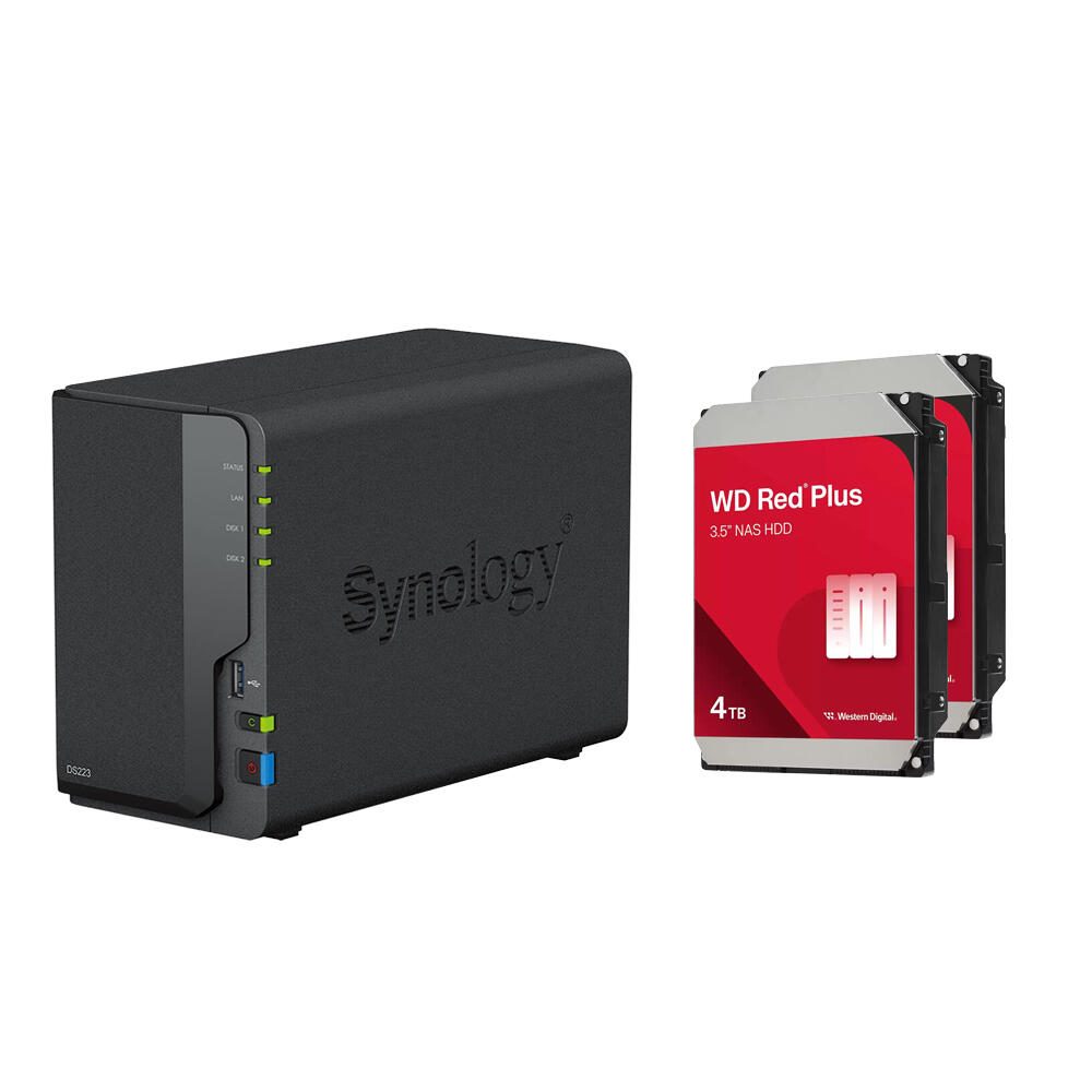 Synology DiskStation DS223 2 Einschübe NAS-Server Leergehäuse + 8 TB (2x 4 TB) WD Red 40EFZZ SATA 3.5" HDD Festplatten DS223 & WD40EFZZ