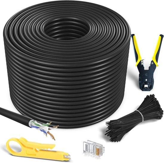 WAN CAT6 Ethernet Netwerkkabel voor Buiten, 200m, Waterdicht, UV- en Weerbestendig, UTP CCA 250 MHz