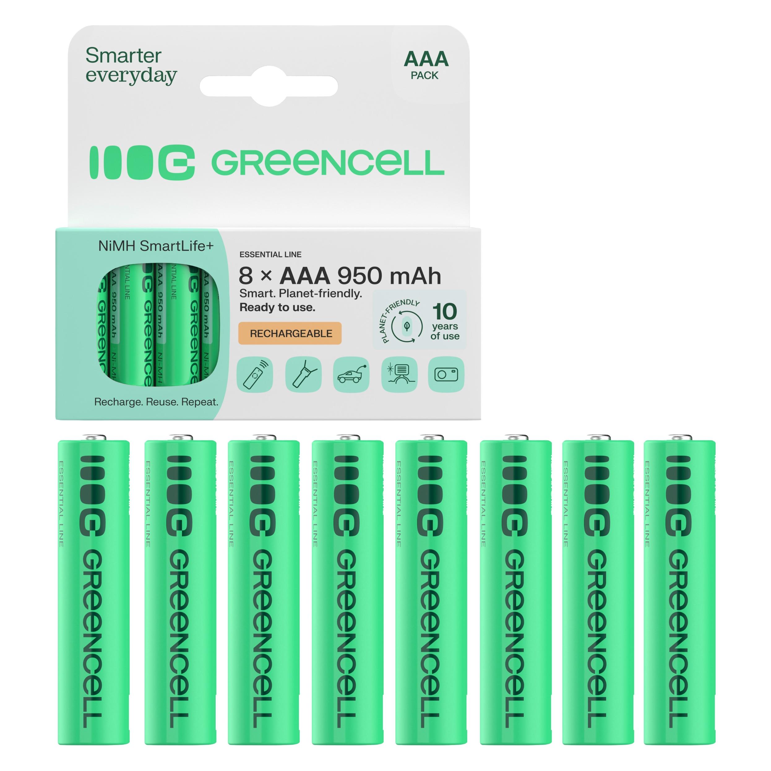 GreenCell 8x rechargeable battery AAA Micro R3 950mAh Ni-MH Rechargeable battery Green Cell (8 Stk., AAA, 950 mAh) (GR11)