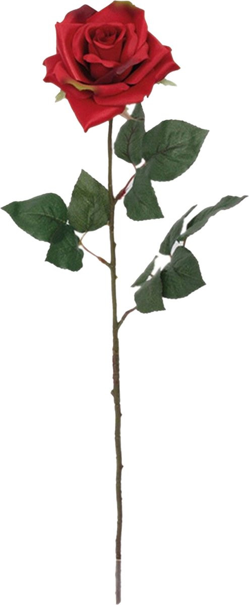 Mica Decorations Kunstbloem Roos Emily - Rood - 66 cm