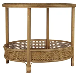 IB Laursen Runder Rattan Tisch mit Ablage, Höhe 50,5, Ø 59 cm