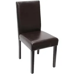 Esszimmerstuhl Littau, Küchenstuhl Stuhl, Kunstleder ~ braun, dunkle Beine