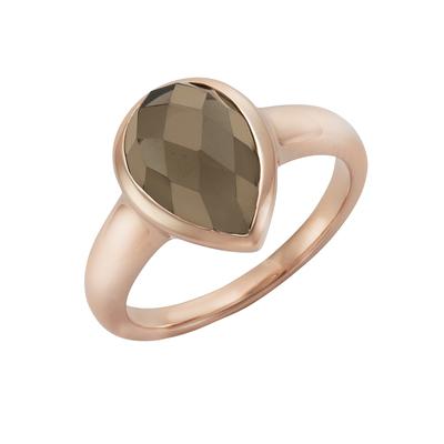 Fingerring JAMELLI "925 Silber rosé vergoldet Rauchquarz" Gr. 56, rot, Fingerringe, Damen, 056 (17,8), Silber 925 (Sterlingsilber), Fingerring