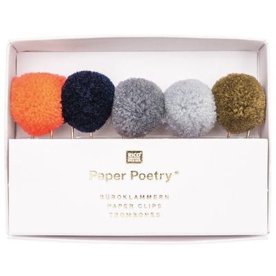 BÜROKLAMMERN MIT POMPONS, BLAU