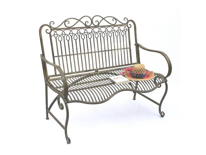 DanDiBo Dandibo Gartenbank Metall Wetterfest Patina Grün 110 cm 2 Sitzer Sitzbank Jc150014 Parkbank Eisen Garten, 50x98x110 cm, Gartenmöbel, Gartenbänke