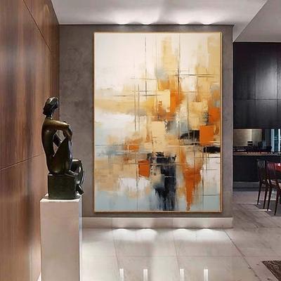 extra großes abstraktes Gemälde handgemalt beige weiß rot strukturierte Malerei Farben abstrakte Wandkunst Malerei handgemachte moderne abstrakte Leinwand große Acryl Leinwand Kunst Malerei