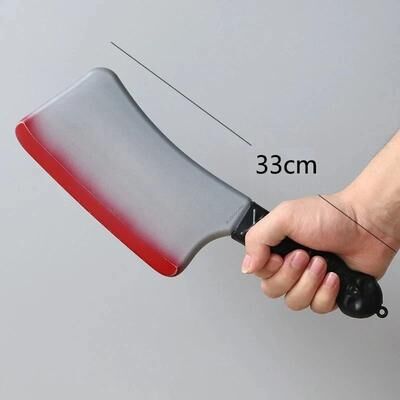 Uplifted Finds Halloween Bloody Fake Knife Prop Realistic Plastic Slaughter Cleaver kitchen Knife