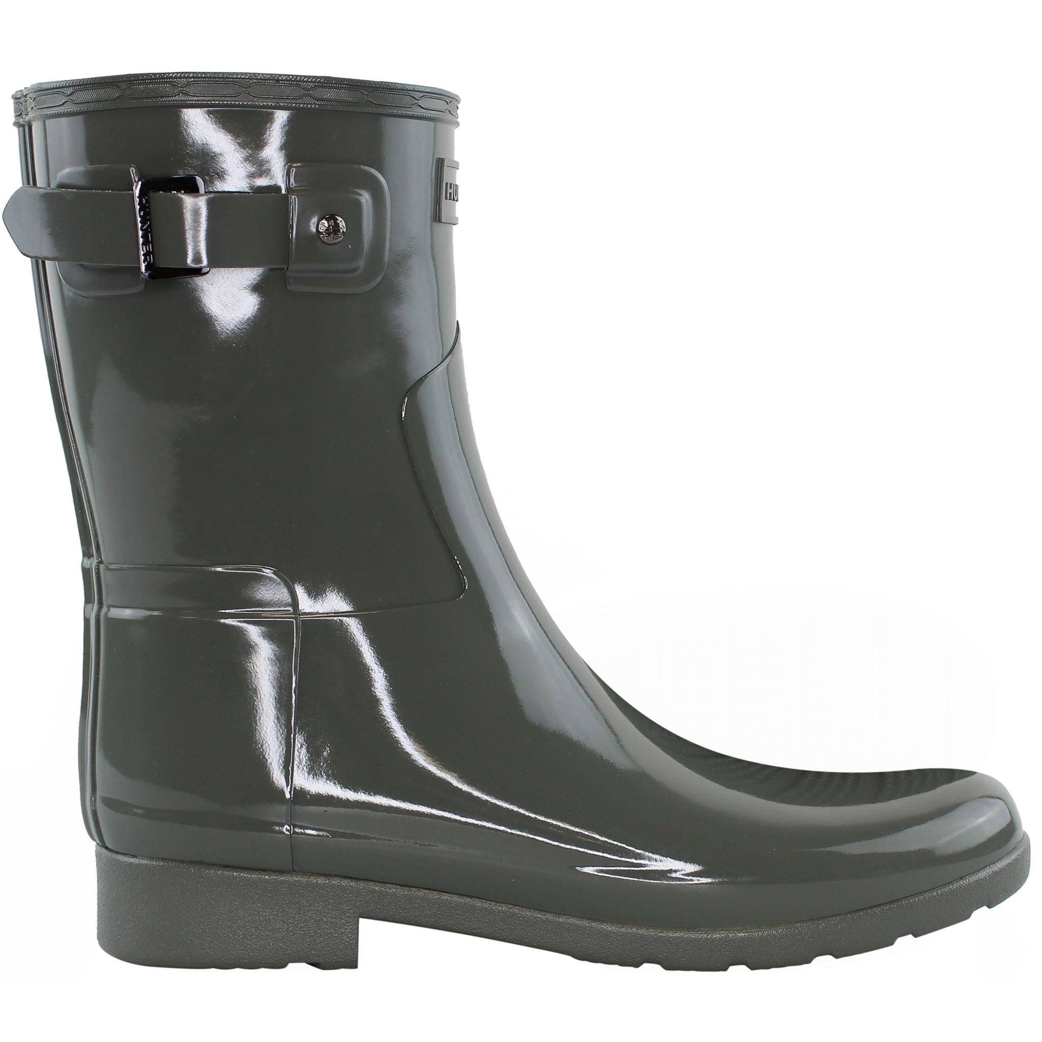 Hunter Refined Kurz-Glanz Damen Gummistiefel Grau