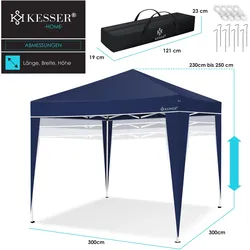 Kesser, Pavillon, Pavillon 3x3m wasserdicht inkl. Tasche Pop-Up Klicksystem (300 cm, 300 cm)