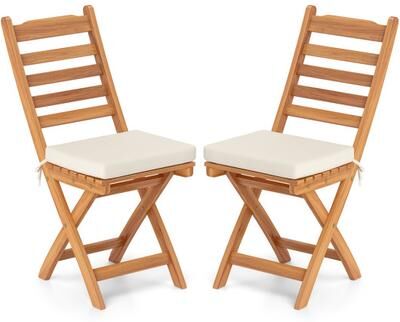 Costway Patio Folding Chairs Set of 2 with Soft Seat Cushion-A