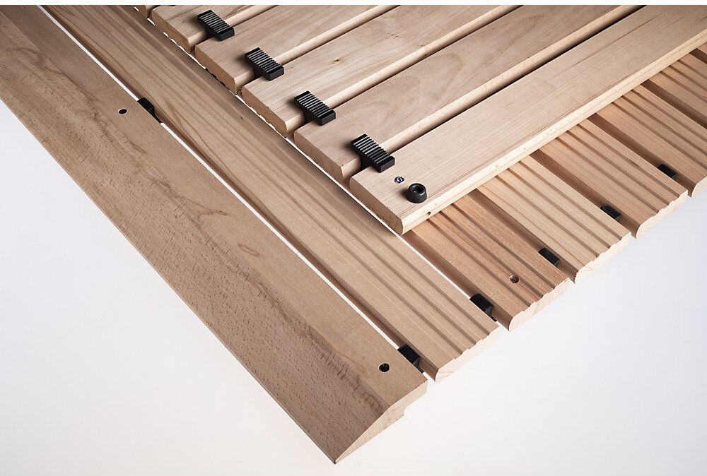 Holzlaufrost Yoga, Buche hell, pro lfd. m, mit Anschrägung an 3 Seiten, Breite 1500 mm Miltex