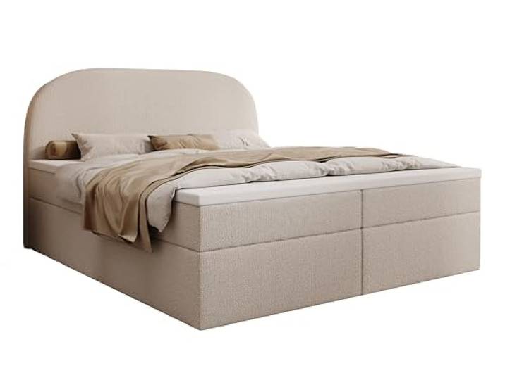 mybed. Boxspringbett Zen Polsterbett Doppelbett mit Kopfteil und Bettkasten 180x200 Bonnell Matratze H3 und Topper Cremig Abriamo Bettgestell Schlafzimmer