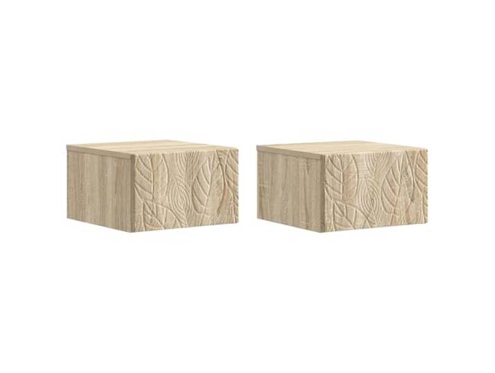 hliofuir Wandmontierter Beistelltisch 2er Set Sonoma-Eiche Nachttisch Platzsparender Hängeschrank fürs Schlafzimmer und Wohnzimmer. Mit Schublade für ordentliche Aufbewahrung an der Wand.