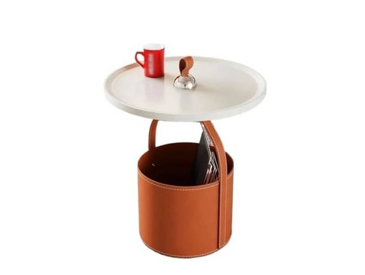 9bbhfJw4R Couchtisch im Landhausstil Tragbarer Beistelltisch, Kleiner Couchtisch for das Wohnzimmer, Sofa-Ecktisch, kompakter Nachttisch for kleine Räume(Orange)