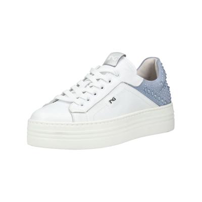 Plateausneaker NERO GIARDINI "Nero Giardini Sneaker Leder", Damen, Gr. 39, Leder, weiß kombi, Schuhe Plateausneaker