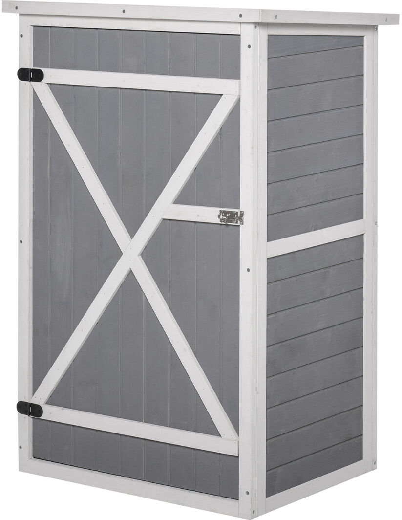 NFusion Brixton Rustic Wooden Small Shed With Waterproof Finish And Tilt Roof Grey 75cm W X 56cm D X 115cm H