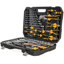 112-teiliger Werkzeugkoffer Taschenlampe, Schraubendreher, Steckschlüssel, Schlüssel, Zangen und Bits BMC-Werkzeugkoffer VITO