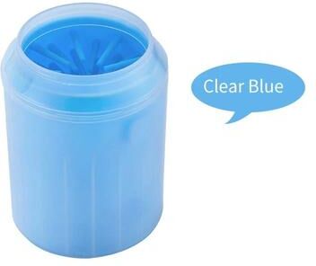 Inspired Living CleanPaws Portable Dog Paw Cleaner Cup With Soft Silicone Brush For Dogs & Cats blue l 7.3x9.2x15.2cm