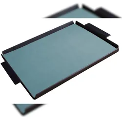 Stil Casa, 6er-Set Serviertabletts, schwarz lackiertes Aluminium, Deckel aus laminiertem Polyurethan, 45x65xh. 0,2 cm, himmelblau.