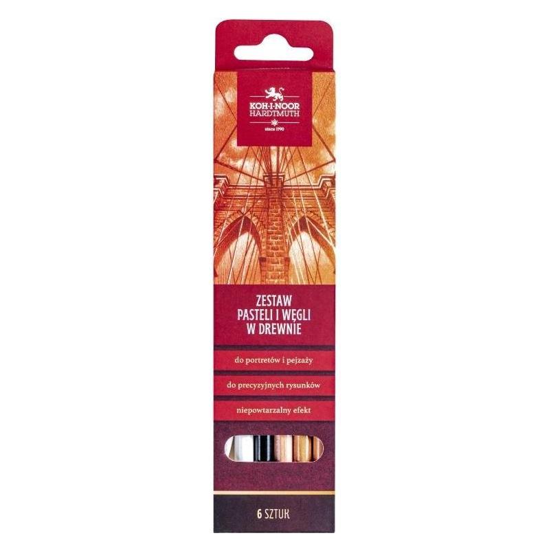 Koh-i-Noor Trockene Pastelle und Kohle in Holz + Mühle 6 Stk. (6x) (56586612)