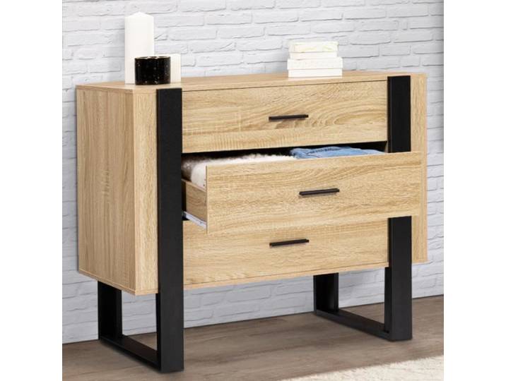 IDMARKET Commode 3 tiroirs PHOENIX 80 cm bois et noir
