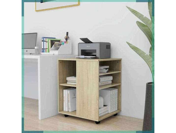 Armoire à roulettes - 808461 - Chêne sonoma - Bois d'ingénierie - 60 x 53 x 72 cm 4 roulettes (2 verrouillables)