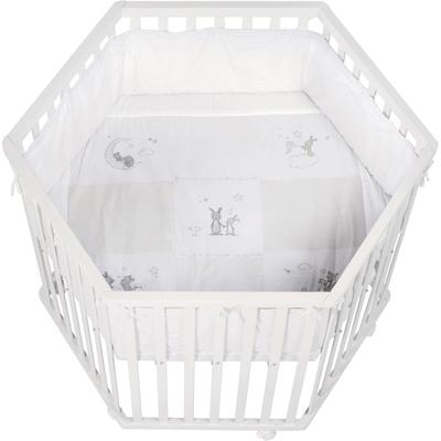 Laufgitter ROBA "Fox & Bunny, weiß, 6-eckig", Baby, weiß, Laufställe Laufgitter, mit Stoffeinlage und Nestchen