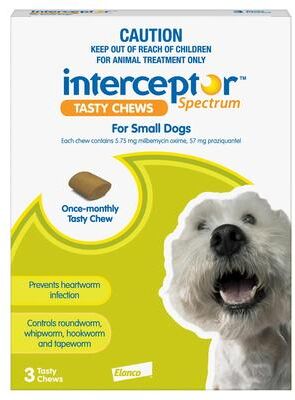 Interceptor For Small Dogs 11-25 Lbs (Green) 3 Chews