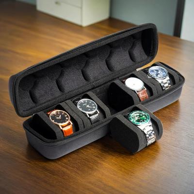 Uplift Treasures 5 Slot Watch Organizer Box Portable Case With Flip Top Lid 5 Slot Watch Organizer Box Portable Case With Flip Top Lid