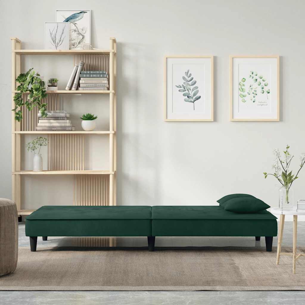 vidaXL Canapé-lit vert foncé Velours